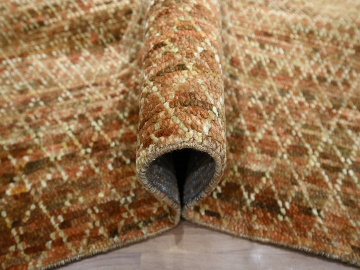 8'1" x 10'1" New Hand Knotted Brown Wool Rectangle Oriental Rug - MOA10277109