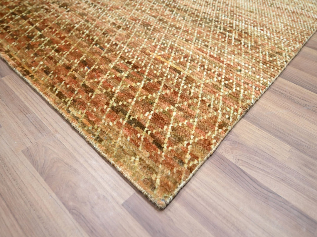 8'1" x 10'1" New Hand Knotted Brown Wool Rectangle Oriental Rug - MOA10277109