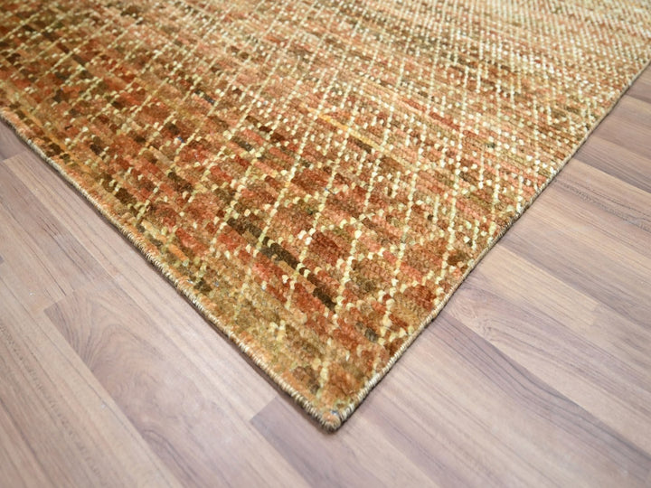 8'1" x 10'1" New Hand Knotted Brown Wool Rectangle Oriental Rug - MOA10277109