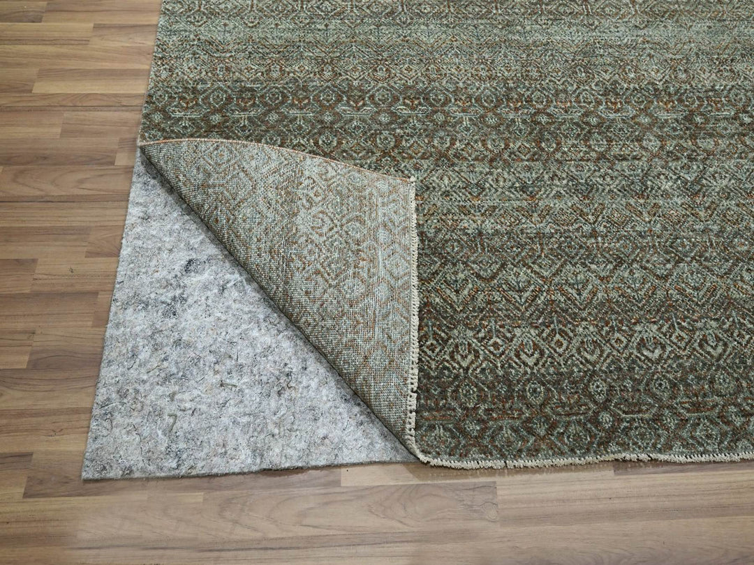 8'0" x 10'0" New Hand Knotted Green Wool Rectangle Oriental Rug - MOA10277110