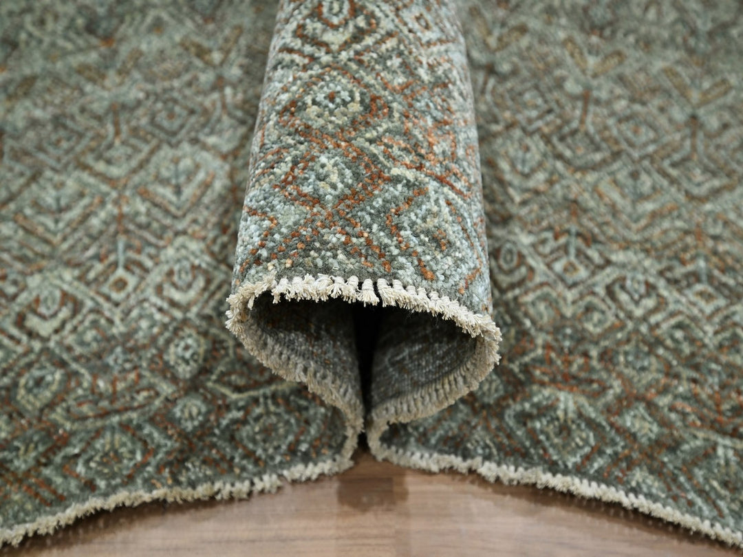8'0" x 10'0" New Hand Knotted Green Wool Rectangle Oriental Rug - MOA10277110