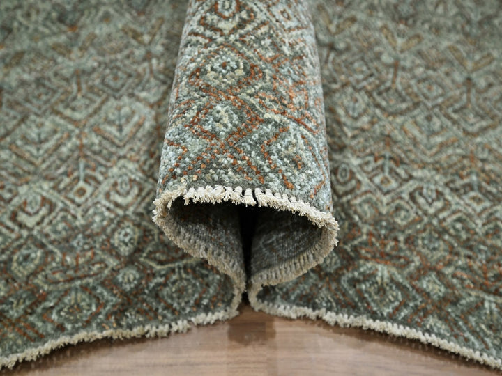8'0" x 10'0" New Hand Knotted Green Wool Rectangle Oriental Rug - MOA10277110