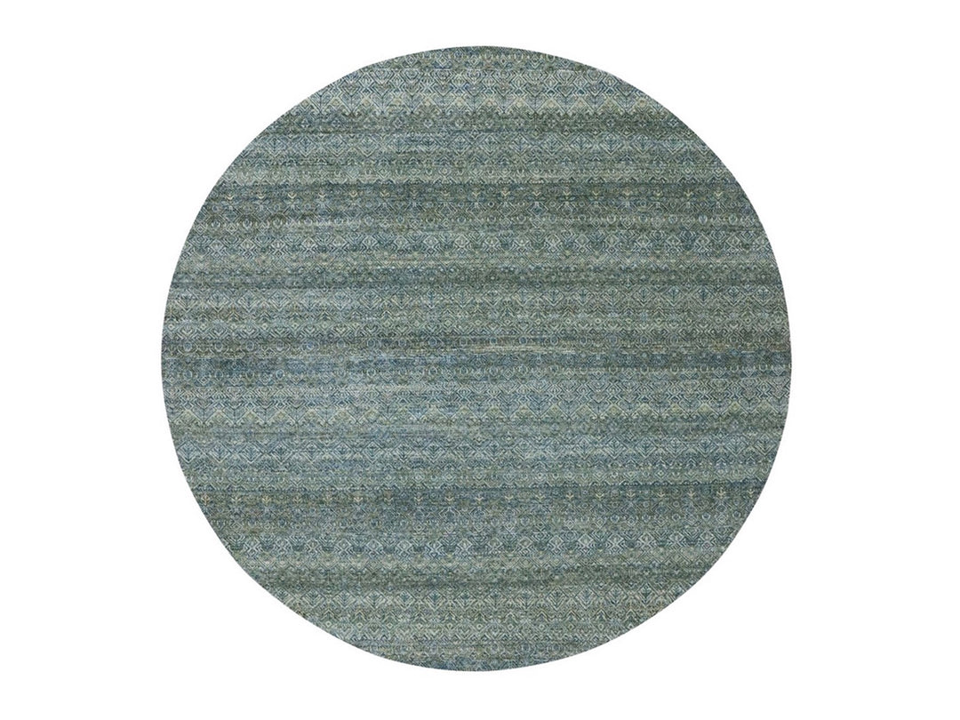7'11" x 7'11" New Hand Knotted Blue Wool Round Oriental Rug - MOA10277111