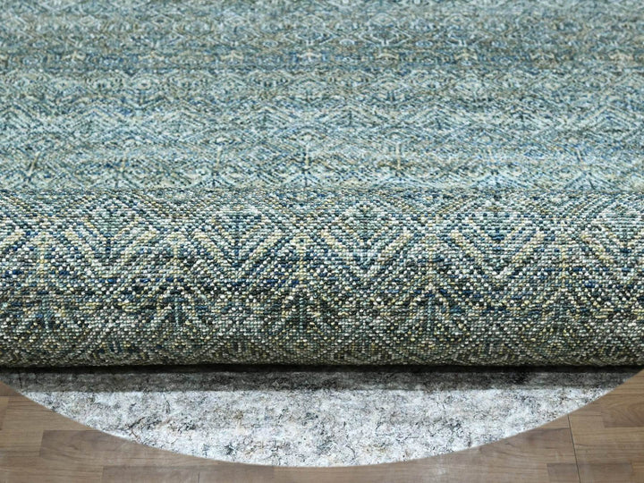 7'11" x 7'11" New Hand Knotted Blue Wool Round Oriental Rug - MOA10277111