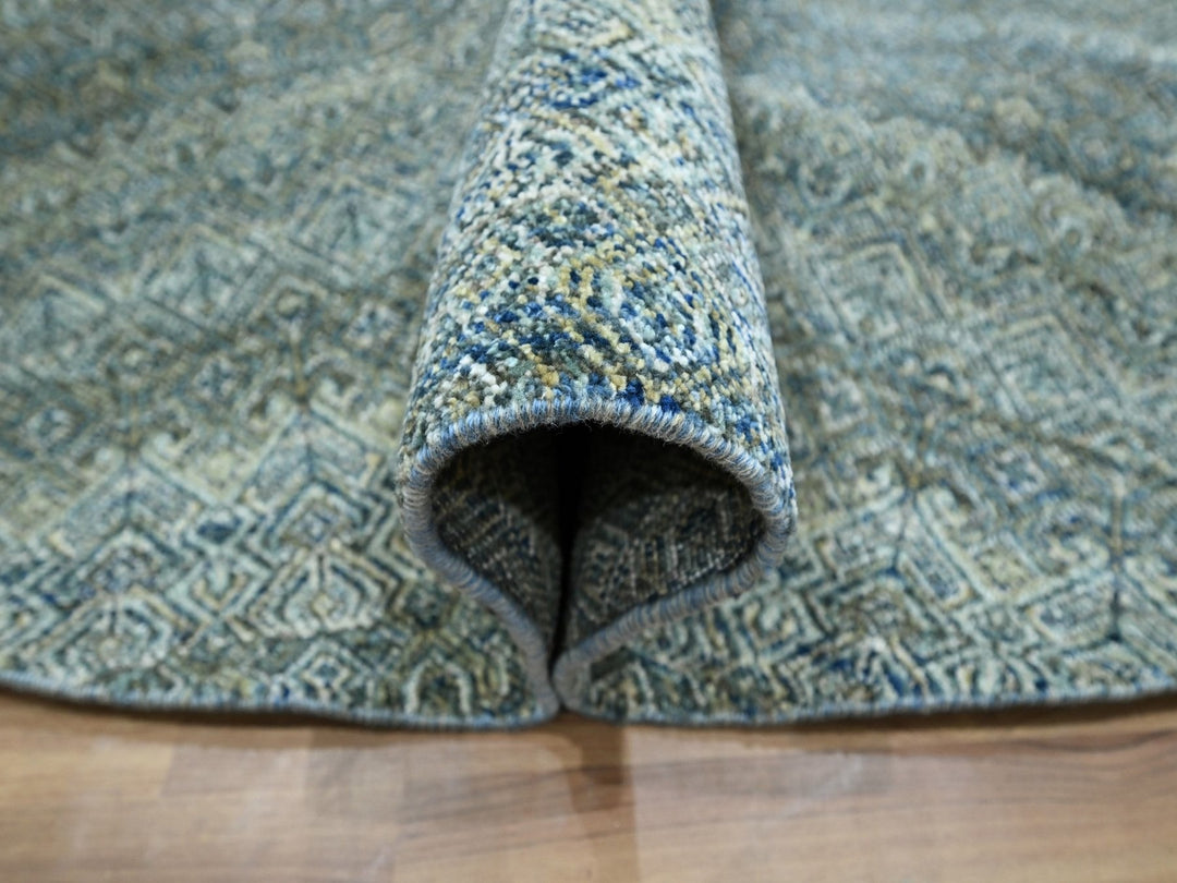 7'11" x 7'11" New Hand Knotted Blue Wool Round Oriental Rug - MOA10277111