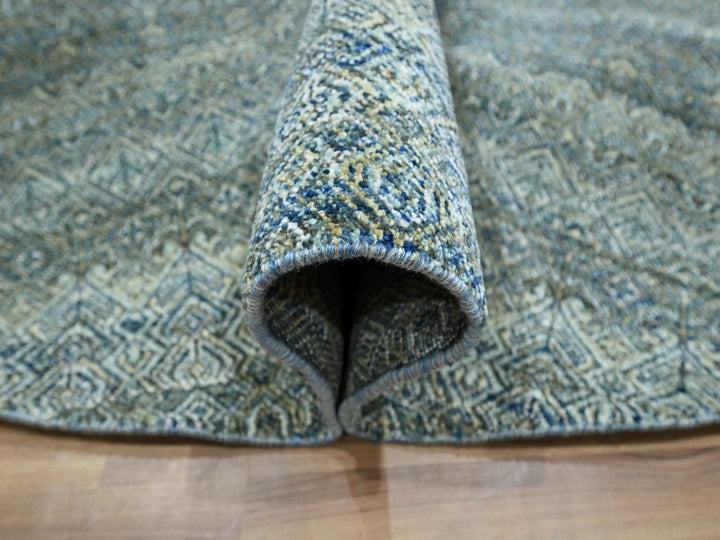 7'11" x 7'11" New Hand Knotted Blue Wool Round Oriental Rug - MOA10277111