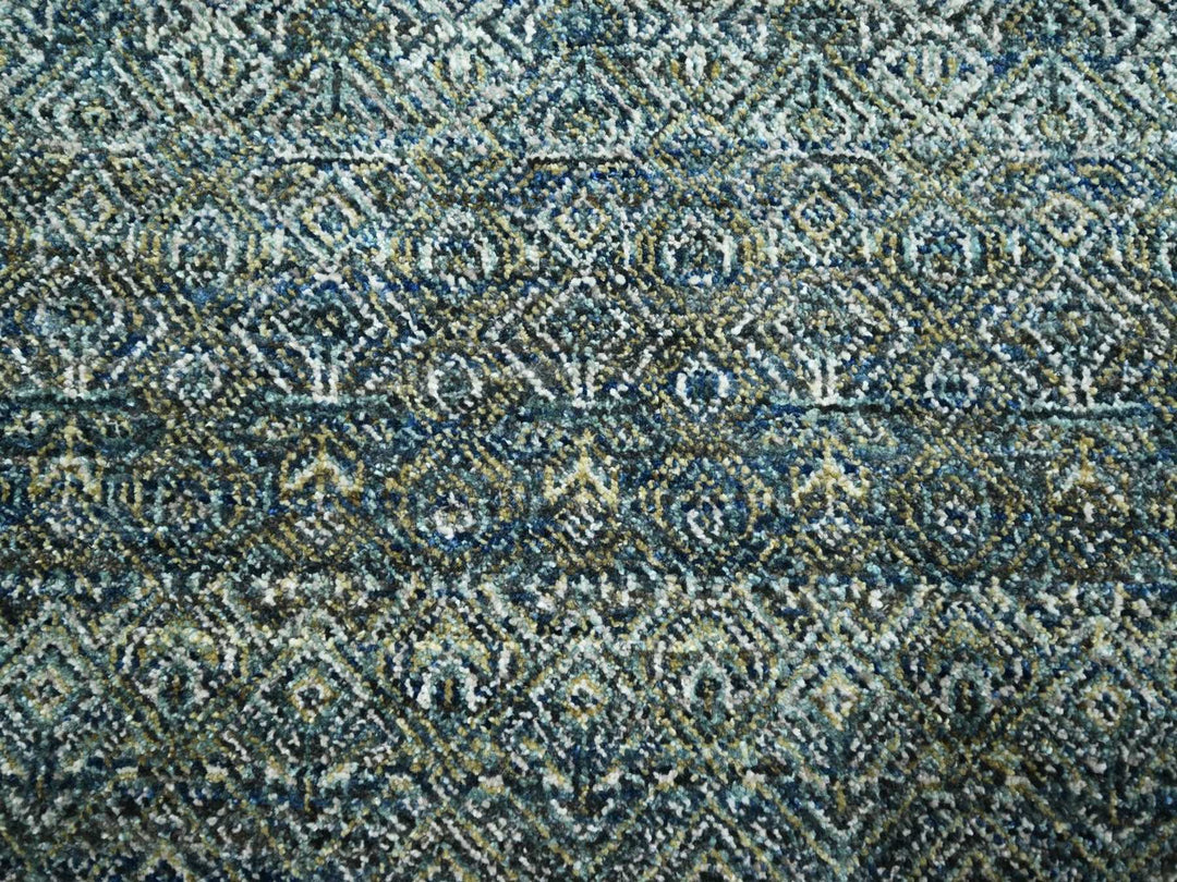 7'11" x 7'11" New Hand Knotted Blue Wool Round Oriental Rug - MOA10277111