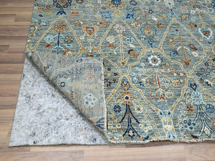 5'1" x 7'0" New Hand Knotted Green Wool Rectangle Oriental Rug - MOA10277113