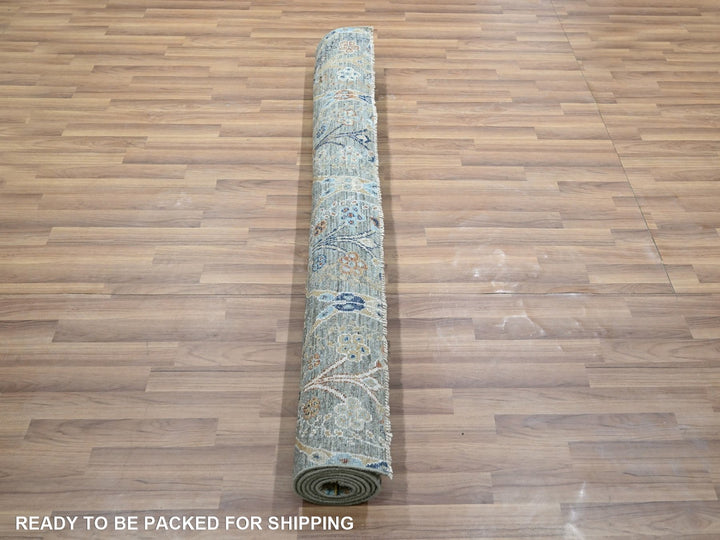 5'1" x 7'0" New Hand Knotted Green Wool Rectangle Oriental Rug - MOA10277113