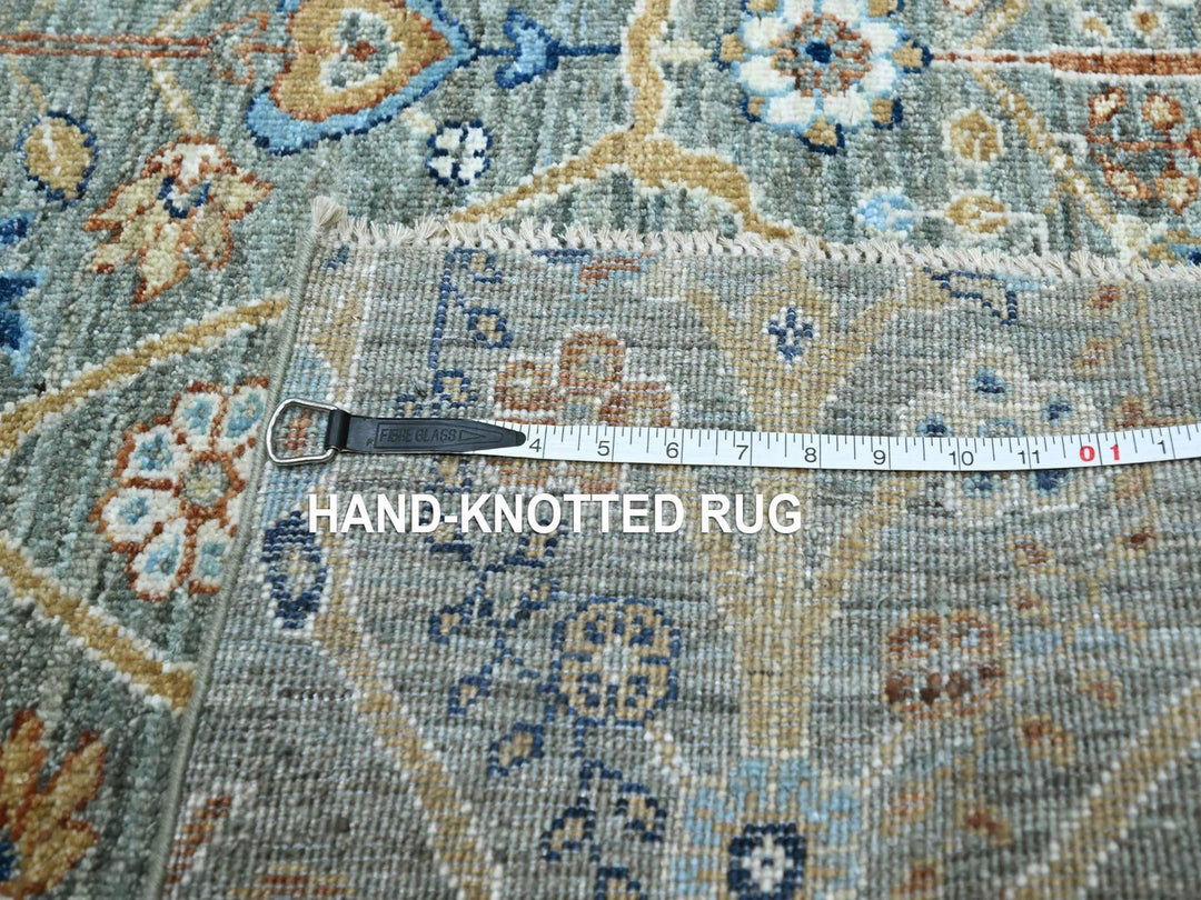 5'1" x 7'0" New Hand Knotted Green Wool Rectangle Oriental Rug - MOA10277113