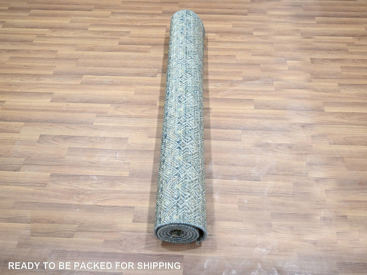 4'1" x 6'0" New Hand Knotted Blue Wool Rectangle Oriental Rug - MOA10277114