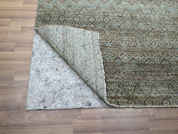 4'1" x 6'1" New Hand Knotted Green Wool Rectangle Oriental Rug - MOA10277115