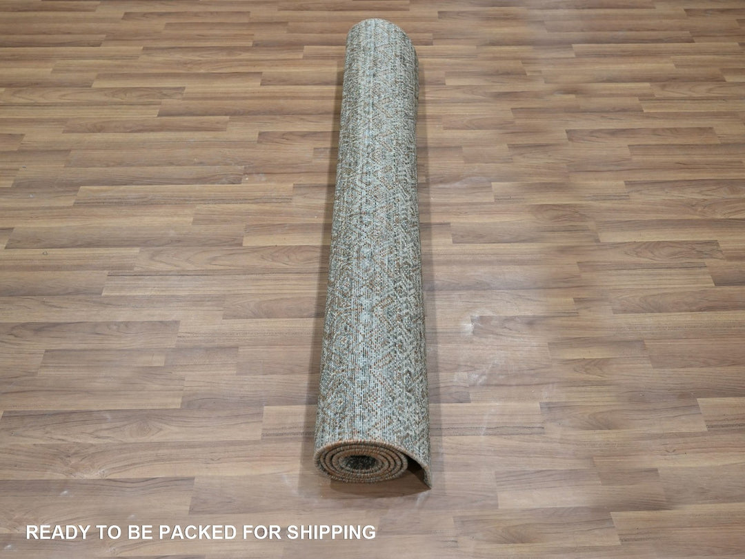 4'1" x 6'1" New Hand Knotted Green Wool Rectangle Oriental Rug - MOA10277115