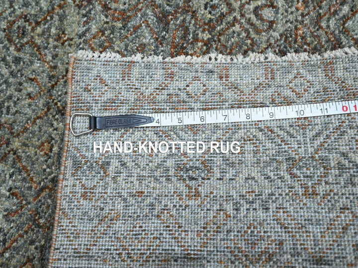 4'1" x 6'1" New Hand Knotted Green Wool Rectangle Oriental Rug - MOA10277115