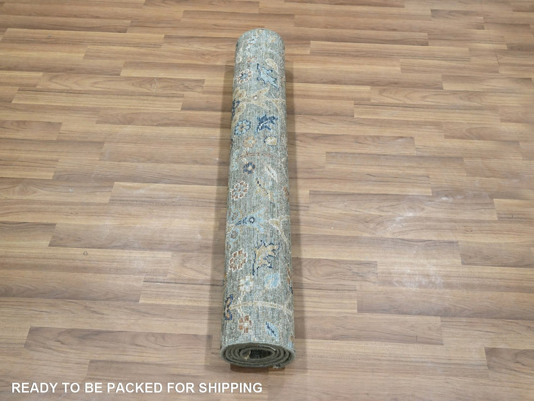 3'0" x 5'0" New Hand Knotted Green Wool Rectangle Oriental Rug - MOA10277116