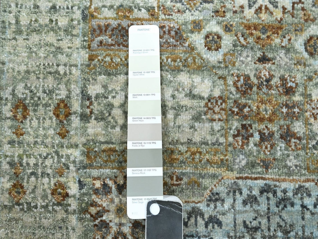 2'6" x 6'1" New Hand Knotted Green Wool Runner Oriental Rug - MOA10277117