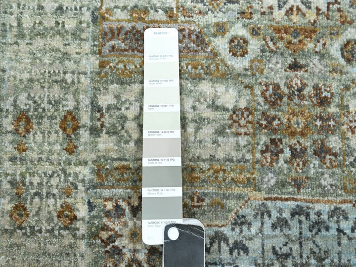 2'6" x 6'1" New Hand Knotted Green Wool Runner Oriental Rug - MOA10277117
