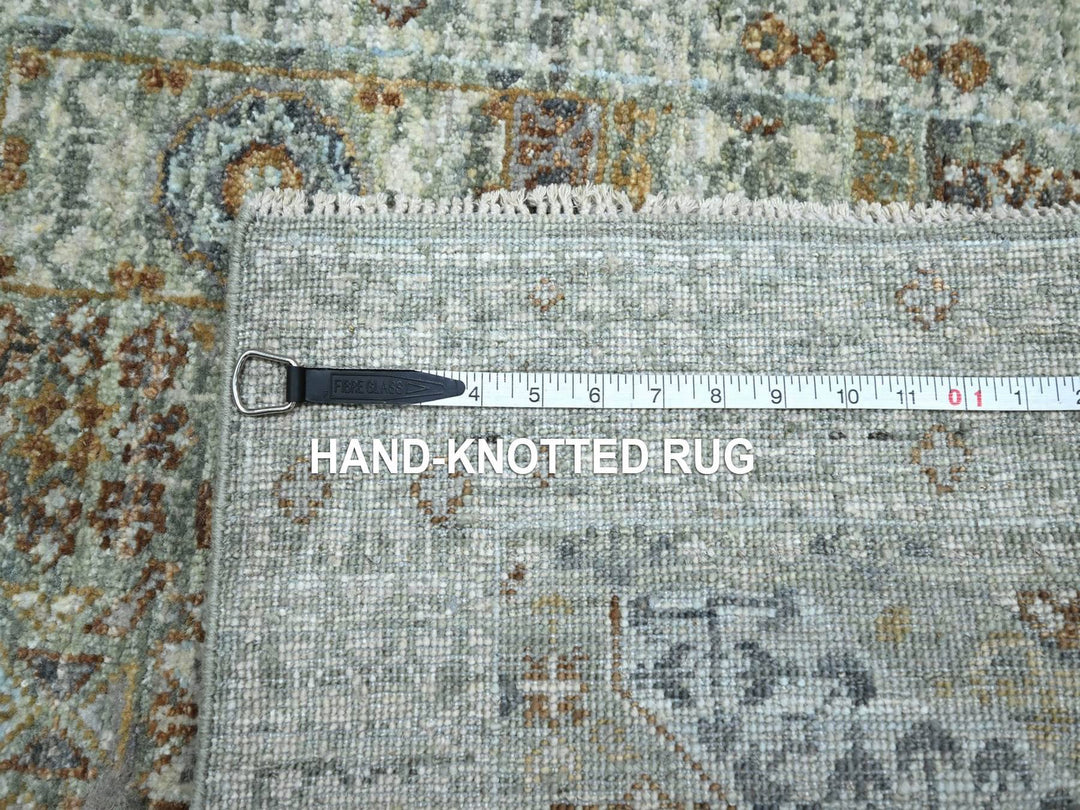 2'6" x 6'1" New Hand Knotted Green Wool Runner Oriental Rug - MOA10277117