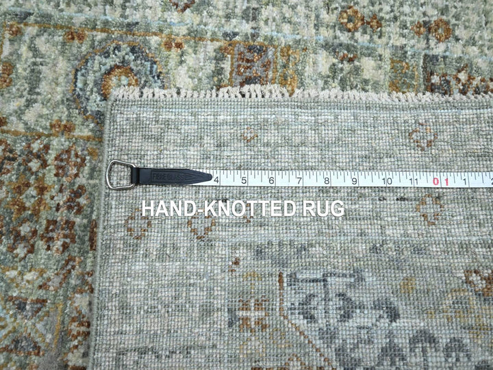 2'6" x 6'1" New Hand Knotted Green Wool Runner Oriental Rug - MOA10277117