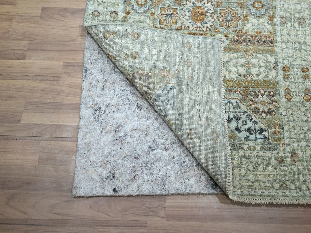 2'6" x 6'1" New Hand Knotted Green Wool Runner Oriental Rug - MOA10277118