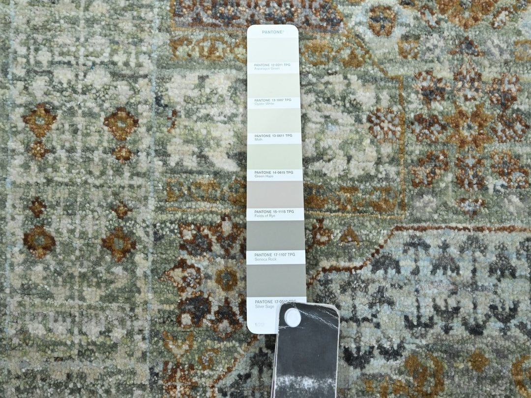 2'6" x 6'1" New Hand Knotted Green Wool Runner Oriental Rug - MOA10277118