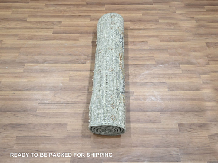 2'6" x 6'1" New Hand Knotted Green Wool Runner Oriental Rug - MOA10277118