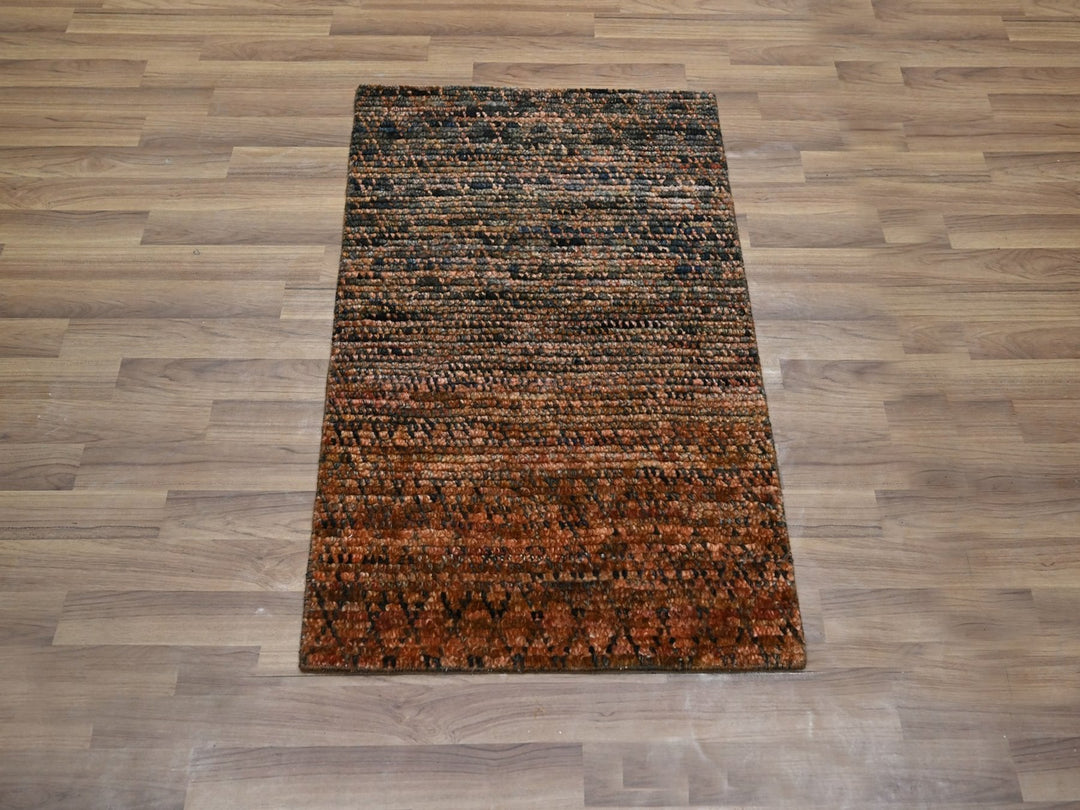2'0" x 3'0" New Hand Knotted Brown Wool Rectangle Oriental Rug - MOA10277121