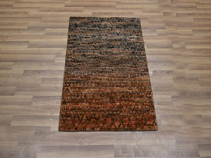2'0" x 3'0" New Hand Knotted Brown Wool Rectangle Oriental Rug - MOA10277121