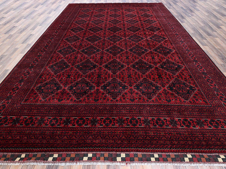 9'9" x 13'10" New Hand Knotted Red Wool Rectangle Oriental Rug - MOA102772
