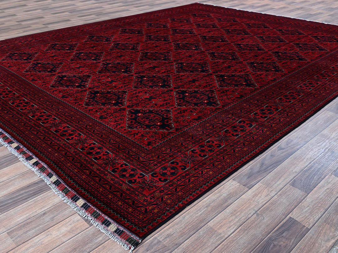 9'9" x 12'8" New Hand Knotted Red Wool Rectangle Oriental Rug - MOA102774