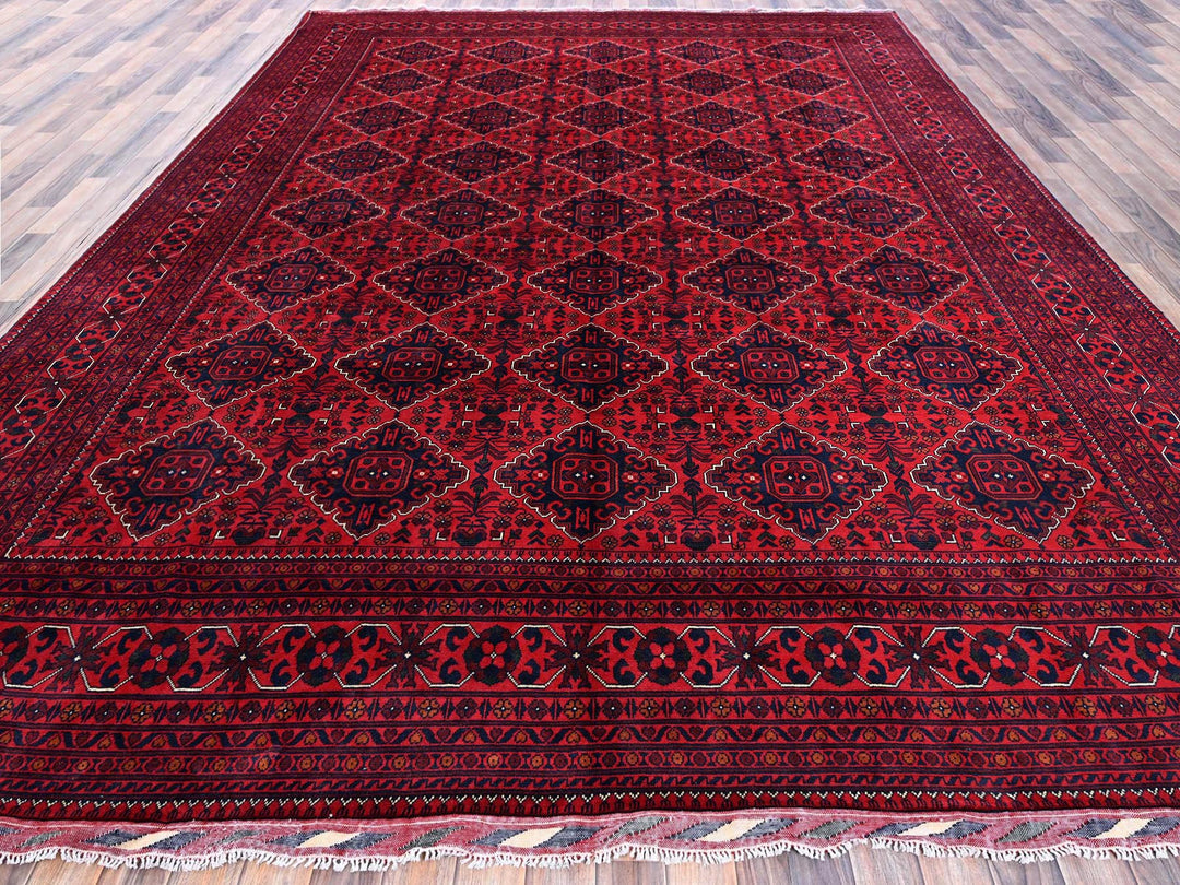 9'9" x 13'1" New Hand Knotted Red Wool Rectangle Oriental Rug - MOA102775