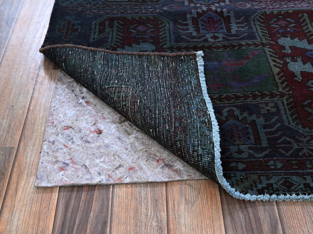 2'11" x 9'9" Vintage Hand Knotted Overdyed Wool Runner Oriental Rug - MOA102778