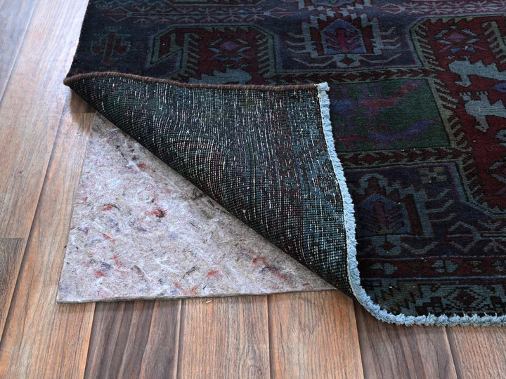 2'11" x 9'9" Vintage Hand Knotted Overdyed Wool Runner Oriental Rug - MOA102778