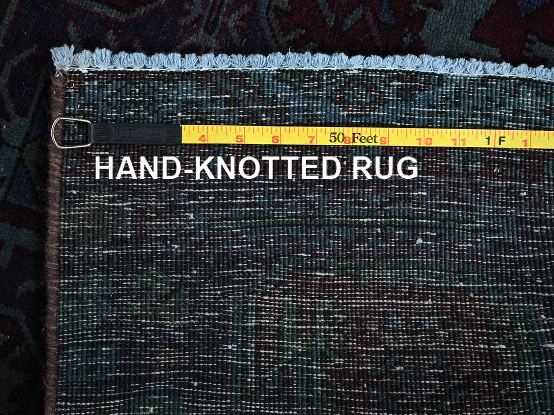 2'11" x 9'9" Vintage Hand Knotted Overdyed Wool Runner Oriental Rug - MOA102778