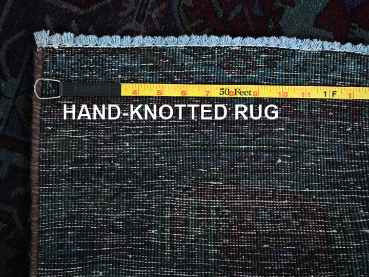 2'11" x 9'9" Vintage Hand Knotted Overdyed Wool Runner Oriental Rug - MOA102778