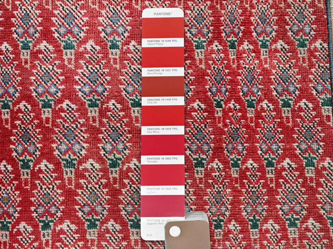 3'2" x 12'4" Vintage Hand Knotted Red Wool Runner Oriental Rug - MOA102779