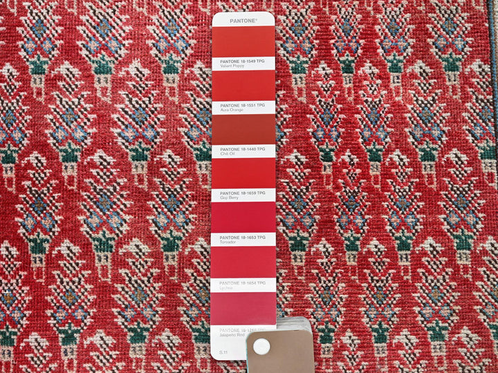 3'2" x 12'4" Vintage Hand Knotted Red Wool Runner Oriental Rug - MOA102779