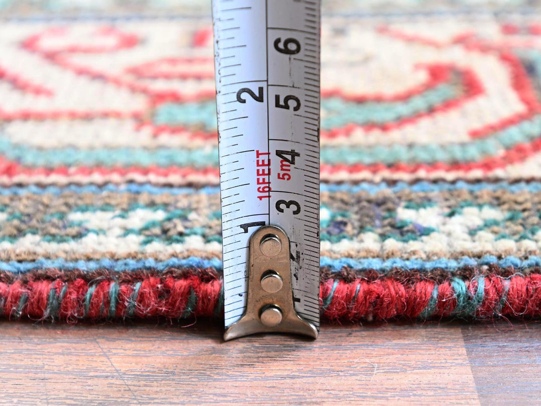 3'2" x 12'4" Vintage Hand Knotted Red Wool Runner Oriental Rug - MOA102779