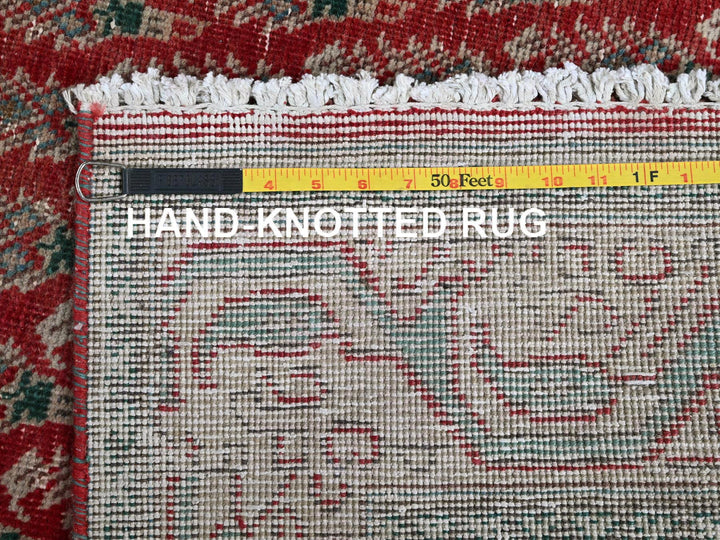 3'2" x 12'4" Vintage Hand Knotted Red Wool Runner Oriental Rug - MOA102779