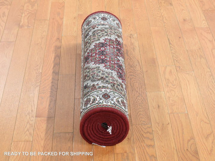 2'8" x 8'5" New Hand Knotted Red Wool & Silk Runner Oriental Rug - MOA10278004