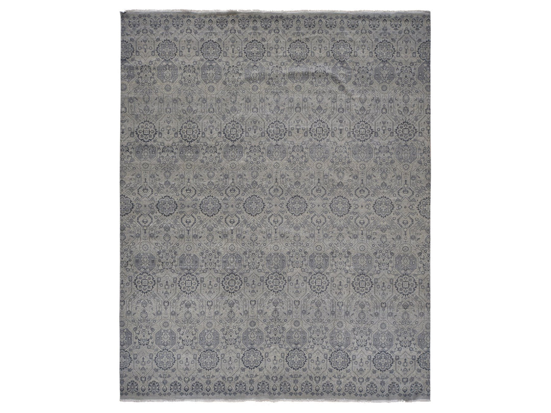 11'10" x 14'9" New Hand Knotted Grey Wool Rectangle Oriental Rug - MOA10278007