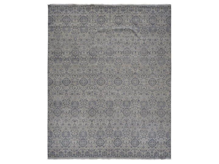 11'10" x 14'9" New Hand Knotted Grey Wool Rectangle Oriental Rug - MOA10278007