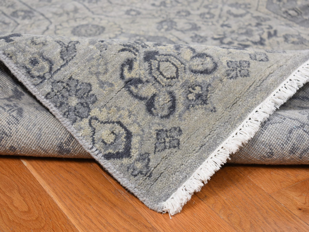 11'10" x 14'9" New Hand Knotted Grey Wool Rectangle Oriental Rug - MOA10278007