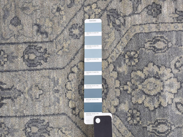11'10" x 14'9" New Hand Knotted Grey Wool Rectangle Oriental Rug - MOA10278007