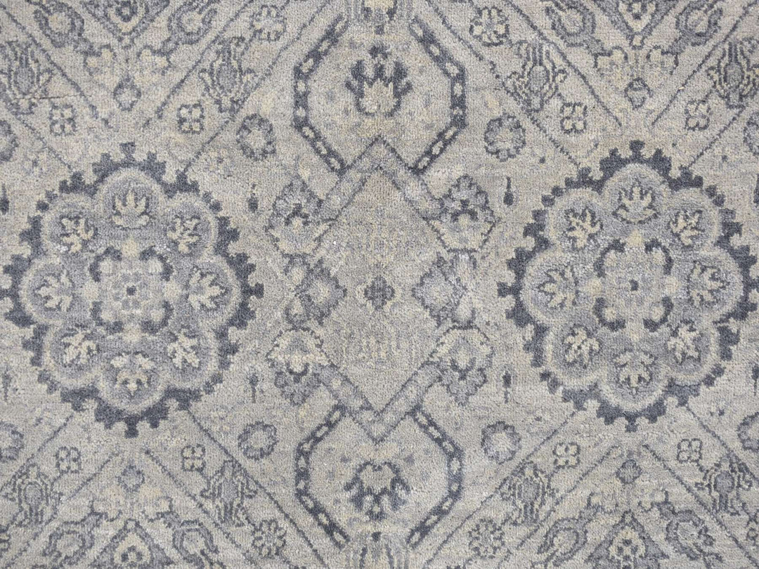 11'10" x 14'9" New Hand Knotted Grey Wool Rectangle Oriental Rug - MOA10278007