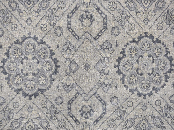 11'10" x 14'9" New Hand Knotted Grey Wool Rectangle Oriental Rug - MOA10278007