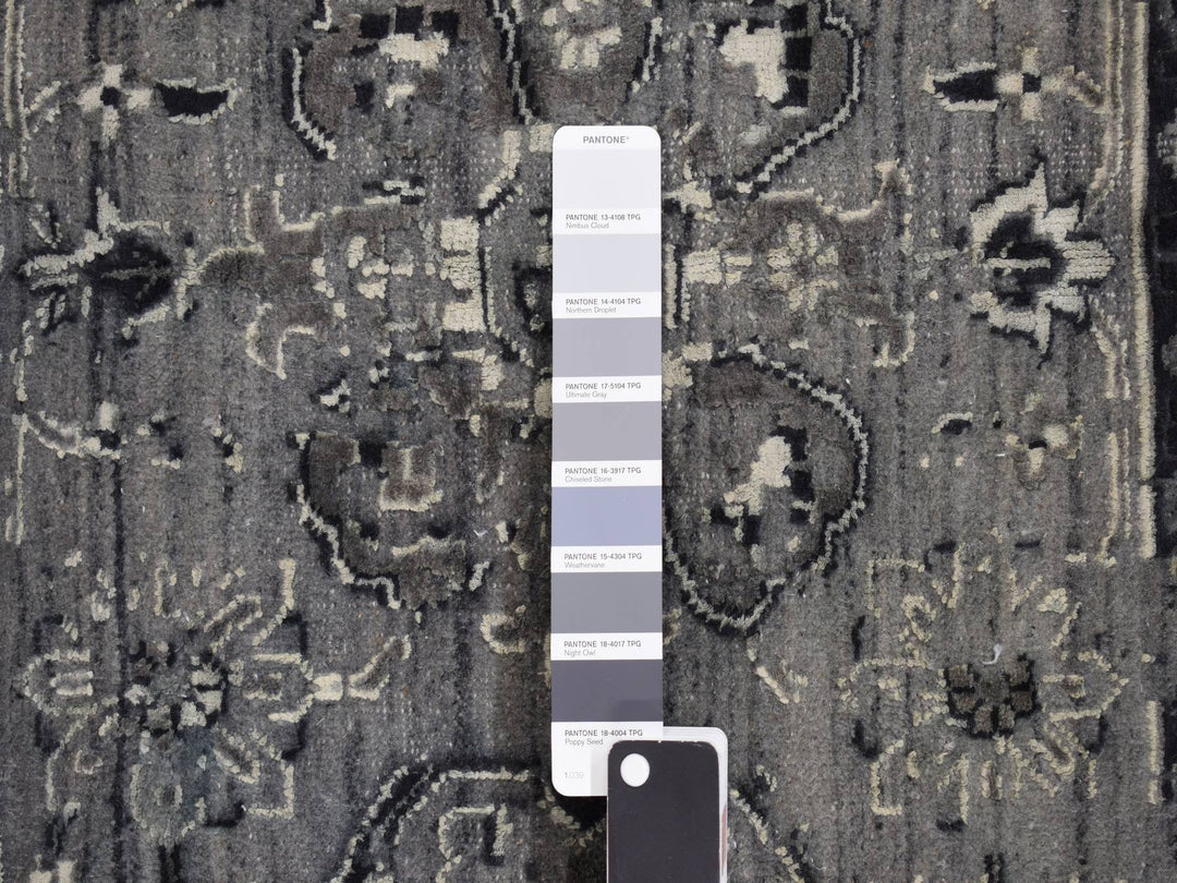 12'1" x 17'7" New Hand Knotted Grey Wool Rectangle Oriental Rug - MOA10278008