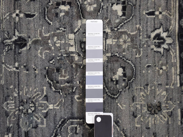 12'1" x 17'7" New Hand Knotted Grey Wool Rectangle Oriental Rug - MOA10278008