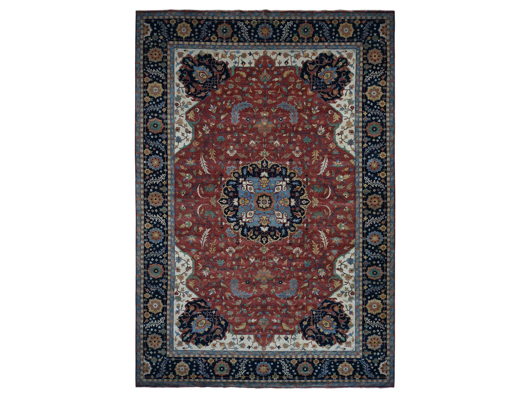 12'0" x 17'8" New Hand Knotted Red Wool Rectangle Oriental Rug - MOA10278009