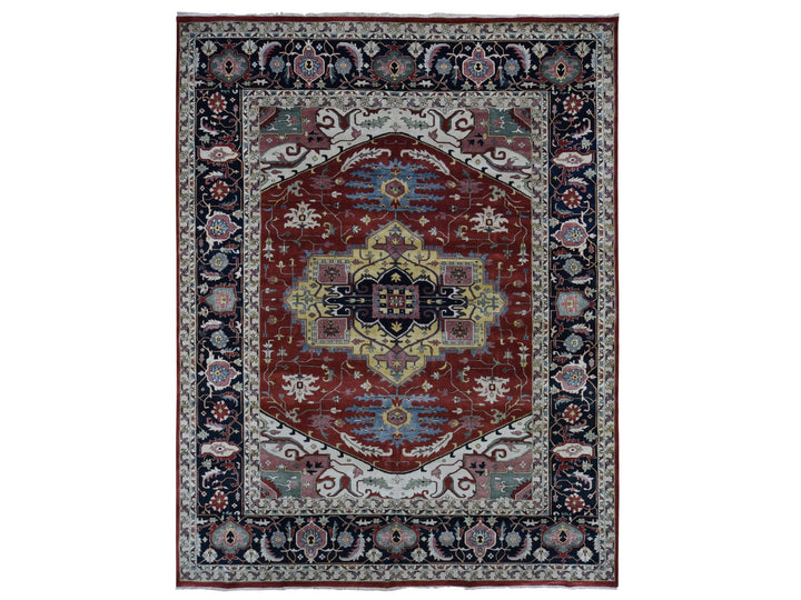 11'7" x 14'10" New Hand Knotted Red Wool Rectangle Oriental Rug - MOA10278010